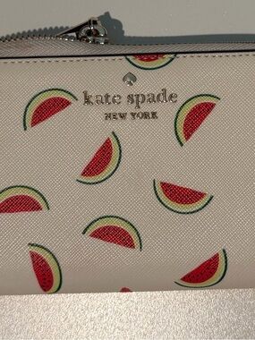 kate spade White Wallet with Watermelon Print